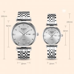 WLISTH montres pour hommes bracelet en acier double pression boucle papillon calendrier affichage de la semaine