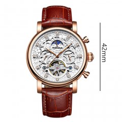 YASHIDUN montres pour hommes évider papillon mécanique double bouton étanche