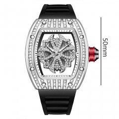 YASHIDUN montre bracelet en caoutchouc avec diamants pointeurs lumineux