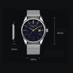 WLISTH montres pour hommes étoiles cadran calendrier imperméable