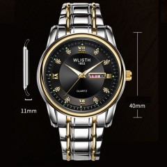 WLISTH montres pour hommes double calendrier en acier bracelet lumineux