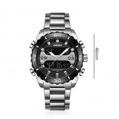 YASHIDUN  montre aiguilles lumineuses affichage numérique bracelet en acier inoxydable