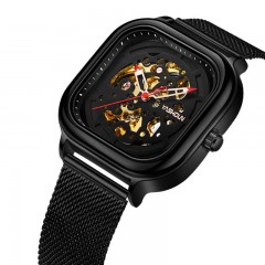YASHIDUN montres pour hommes transparent couvercle de fond maille avec des machines ajourées