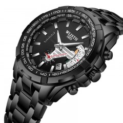 WLISTH Montres pour hommes avec des aiguilles lumineuses boucle déployante bracelet en acier