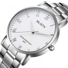 WLISTH montre bracelet en cuir/acier avec des aiguilles lumineuses chiffres romains