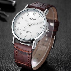WLISTH montre bracelet en cuir/acier avec des aiguilles lumineuses chiffres romains