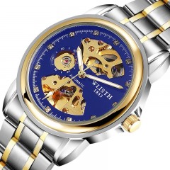 WLISTH montres pour hommes entièrement automatique avec des aiguilles lumineuses mécaniques déployant boucle