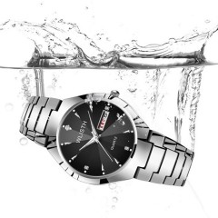 WLISTH montres pour hommes double calendrier en acier massif avec brillant