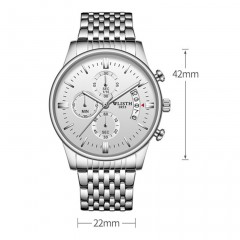 WLISTH montres pour hommes trois yeux six aiguilles en acier avec affichage du calendrier