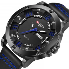WLISTH montre hommes  double calendrier affichage lumineux aiguilles ceinture en cuir