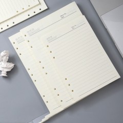 Papier A5 B5 Lignes horizontales pour papier à feuillets mobiles amovibles