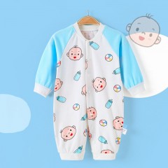 Combinaison de bébé en coton dessin animé motif bouton à l'entrejambe