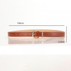 Ceinture femme en alliage boucle aiguille conception concave-convexe cuir PU