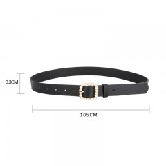 Ceinture pour femmes forme carrée boucle perle retouchée en cuir PU