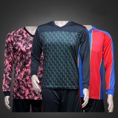 Maillot de football imprimé numérique à manches longues mélangé de fibres chimiques