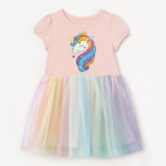 Robe à manches courtes pour fille en filet