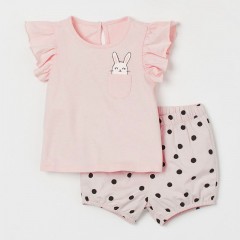 Ensemble deux pièces pour filles (T-shirt + short) tricot de coton
