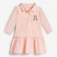 Petite robe maven pour les filles avec revers tricot lapin imprimé
