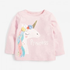 Little maven vêtement pour les filles tricot imprimé licorne rose