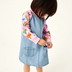 Petite robe maven pour fille jupe en jean imprimé à manches longues