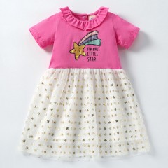 Robes pour filles Robes à manches courtes en filet pour enfants