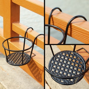 Support de pot de fleurs suspendu en fer forgé
