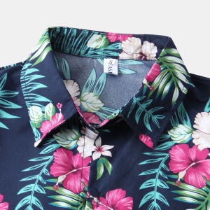 Chemisette manches courtes homme  à motif fleuri