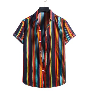 Chemisette homme à bandes multicolorées