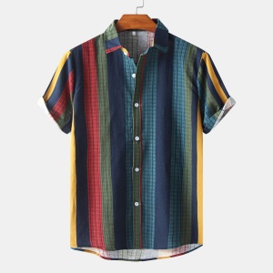 Chemisette homme à bandes multicolores