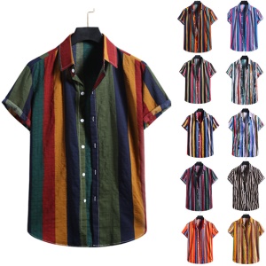 Chemisette homme à bandes multicolorées