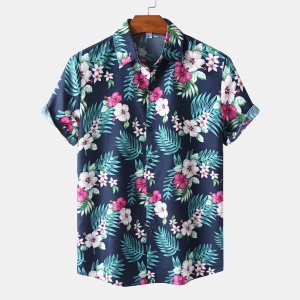 Chemisette manches courtes homme  à motif fleuri