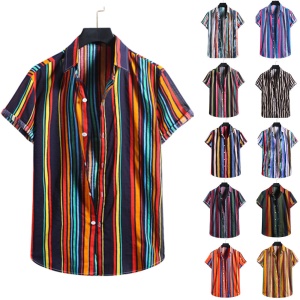 Chemisette homme à bandes multicolorées