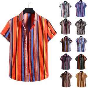 Chemisette homme à bandes multicolorées