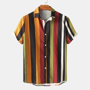 Chemisette homme à bandes multicolores