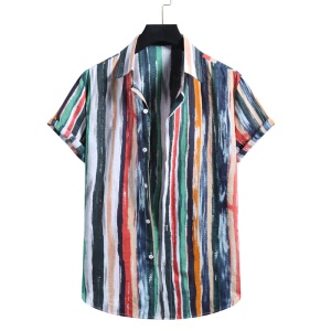Chemisette homme à bandes multicolorées