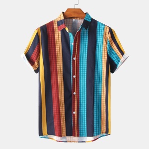 Chemisette homme à bandes multicolores