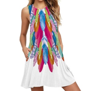Robe ample décolletée sans manches  avec poches