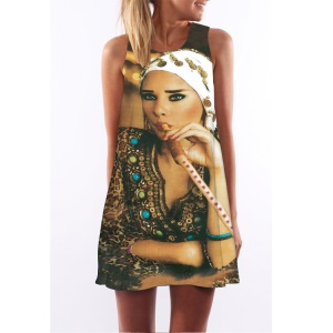 Robe  sans manches décolletée avec col rond