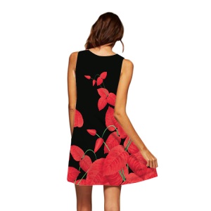 Robe sans manche motifs colorés avec col rond