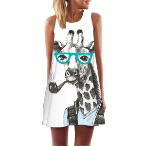 Robe sans manches imprimé col rond