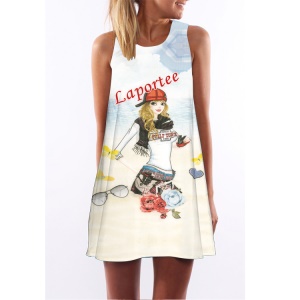 Robe imprimée à col rond sans manches