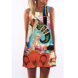 Robe  sans manches décolletée avec col rond