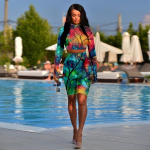 Ensemble moulant top à longues manches +short
