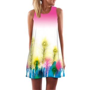 Robe imprimée à col rond sans manches