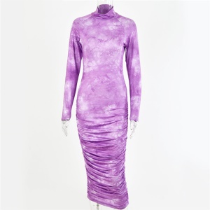 Robe longue avec Manches longues et col roulé