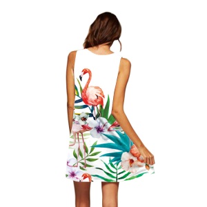 Robe évasée mini sans manches avec col rond