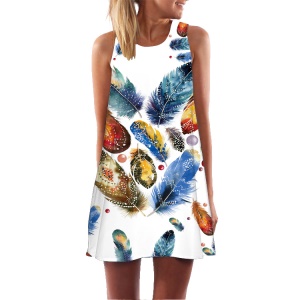 Robe imprimée à col rond sans manches