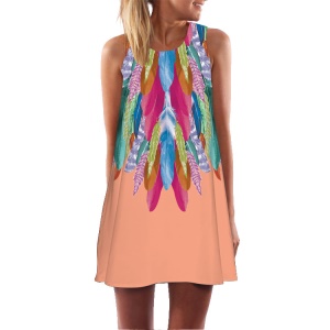 Robe sans manche motifs colorés avec col rond