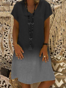 Robe taille évasée à manches courtes et imprimées