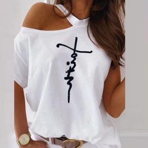 T-shirt femme avec épaule ouverte